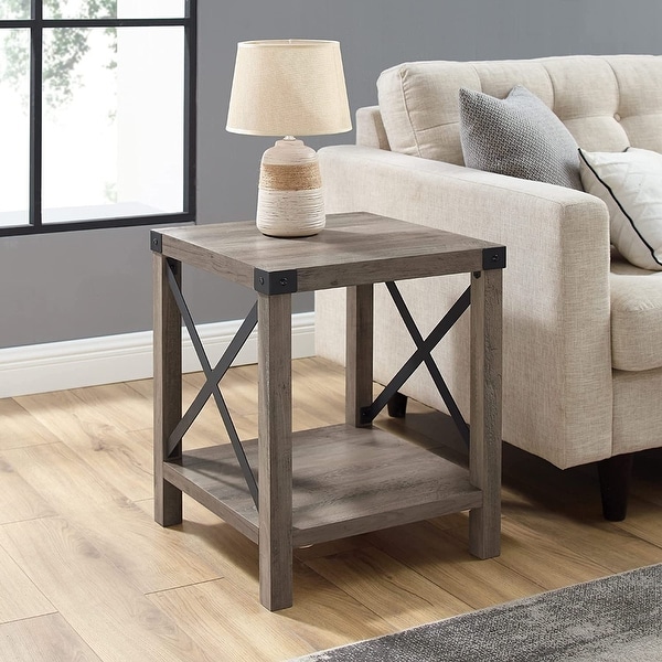Walker Edison Sedalia Modern Farmhouse Metal X Side Table - 18