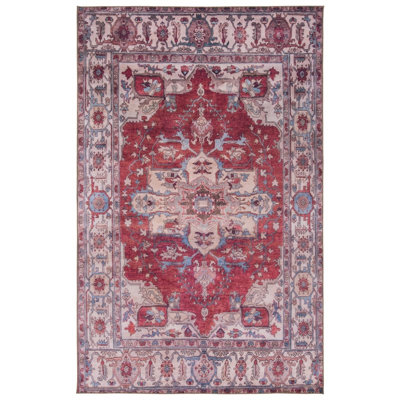 SAFAVIEH Tucson Machine Washable Slip Resistant Salome Oriental Medallion - 8' x 10' - Red/Beige