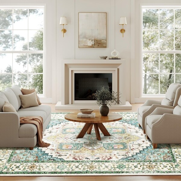 Washable Area Rugs 9x12 Large Rug Non Slip Rugs Low-Pile Floor