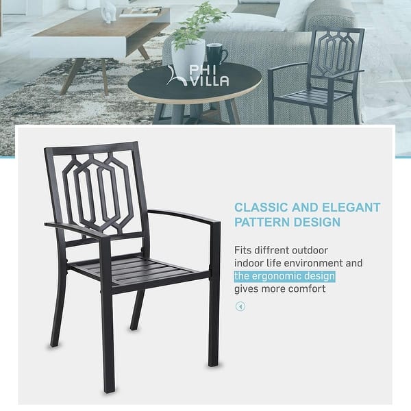 Phi Villa Metal Outdoor Patio Dining Set Table And 4 Chairs Set Of 5 Overstock 30579240