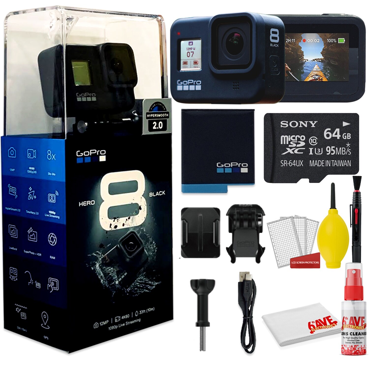 Shop Gopro Hero8 Black Digital Action Camera With Clean And Care Set 64gb Memory Card And More Overstock 31976075