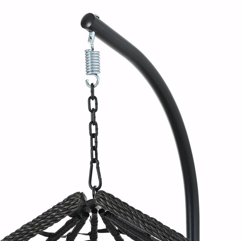 Indoor Outdoor Hanging Hammock Chair with Stand, Foldable Rattan Egg Swing Chair with Cushion & Headrest