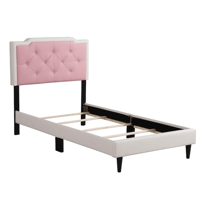 Full Size PU Tufted Platform Bed with Adjustable Headboard