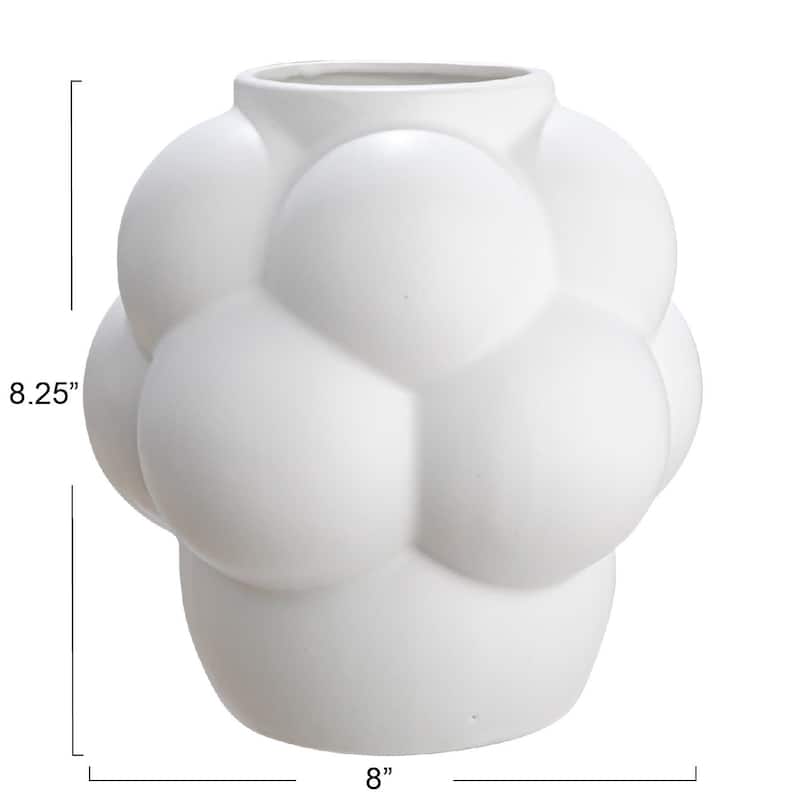 Stoneware Vase with Raised Dots and Matte Finish - 8.1"L x 8.1"W x 8.3"H