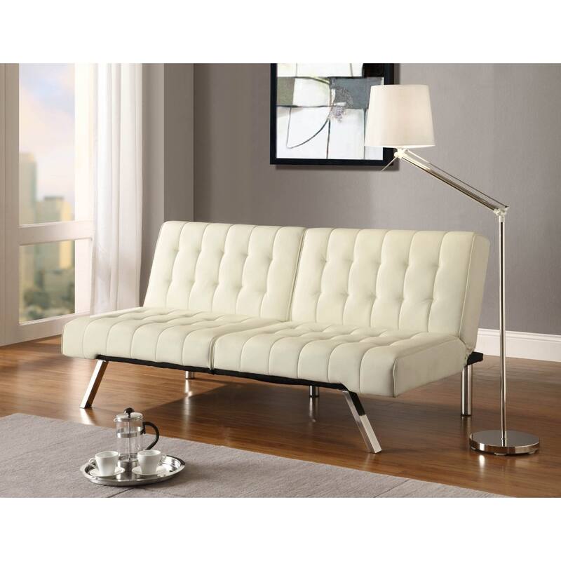 Splitback Multi-Position Futon Sofa Sleeper in Vanilla - 71 x 36.5 x 31.1 inches