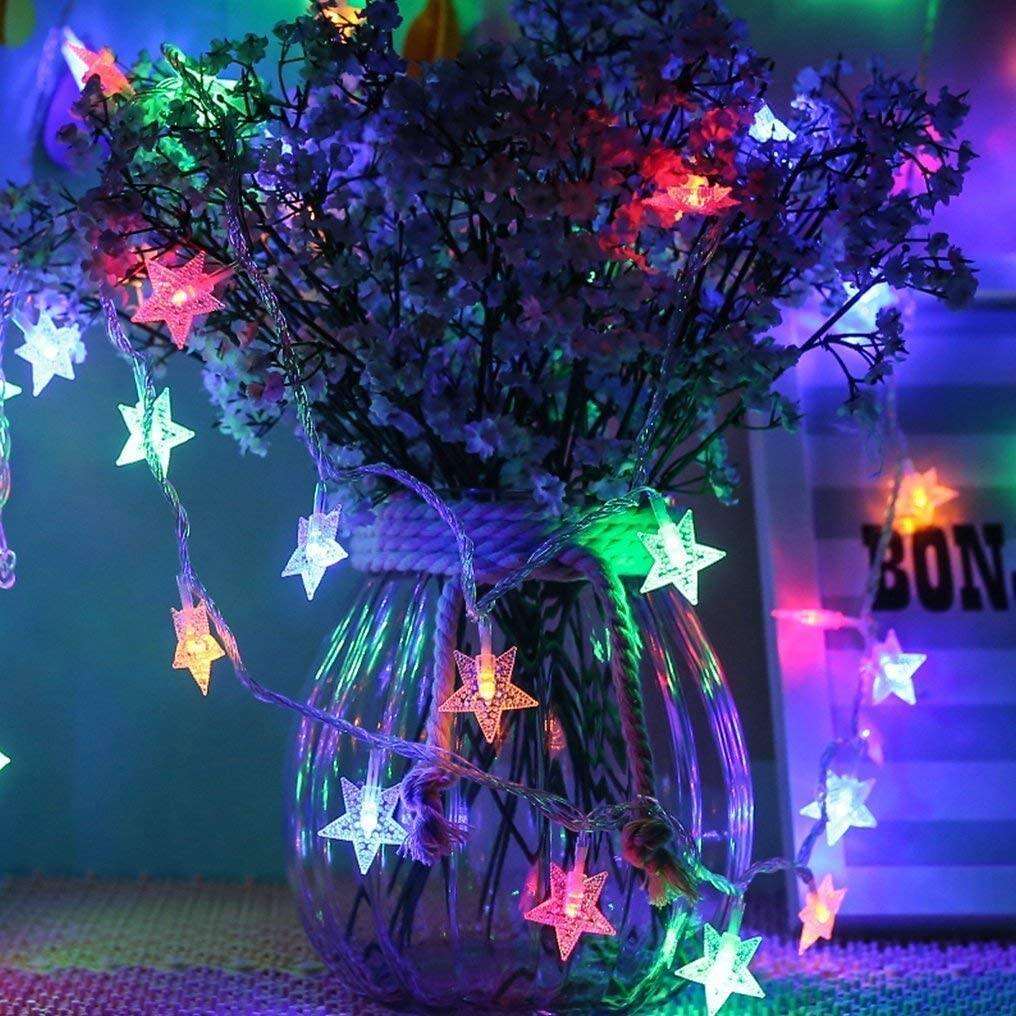 Star String Lights Battery Powered 40 Multi-Color Twinkle LED Indoor and Outdoor Decoration - Medium