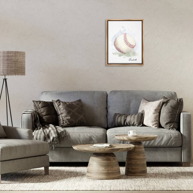 Stupell Soft Pastel Baseball Framed Floater Canvas Wall Art Design By Matthew Piotrowicz