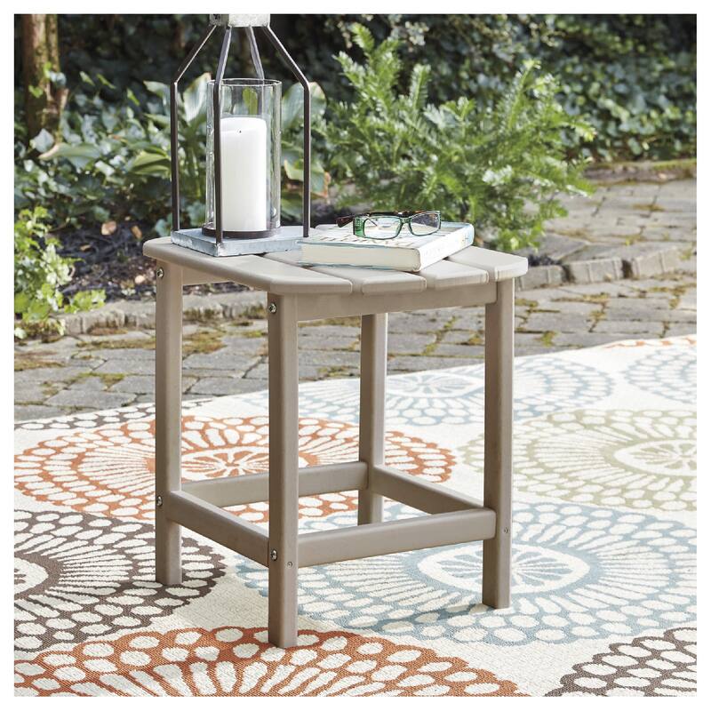 Signature Design by Ashley Sundown Treasure Outdoor Rectangular Poly All Weather End Table - Grayish Brown
