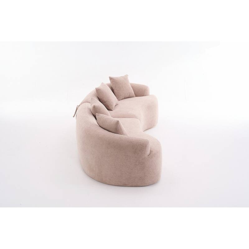 Curved Loveseat White Full Compression Sponge Sofa