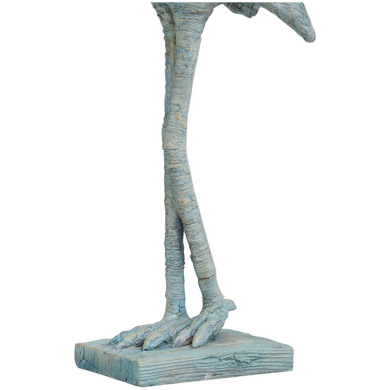 Light Blue Polystone Textured Ombre Flamingo Decorative Sculpture