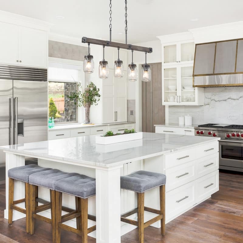 Walton Modern Farmhouse 5-Light Linear Chandelier Mason Jar Glass Kitchen Island Light - L 25.5" x W 3" x H 17"