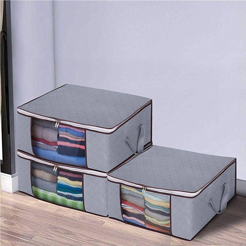 Enova Home Non Woven Fabric Foldable Storage Underbed Clothes Cover Bag(Set of 3) - N/A