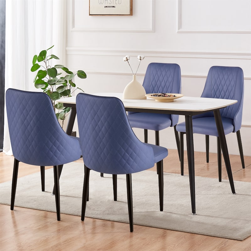 Faux Leather Upholstered Dining Chairs Set of 2 - 35.63"H x 17.72"W x 17.32"D - Set of 4 - Blue