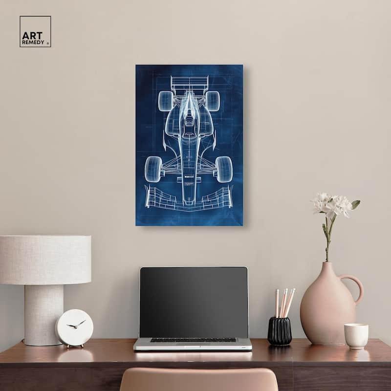 Race Car Blueprint Canvas by Art Remedy, Gallery Wrapped