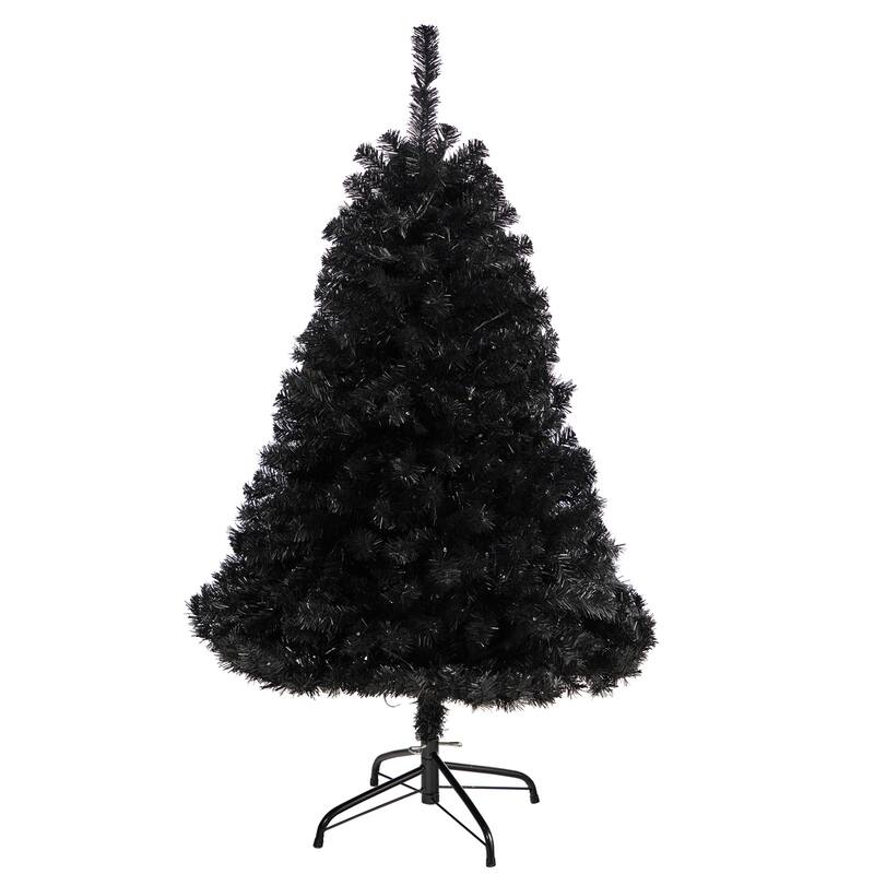 Black Artificial Christmas Tree 4ft with 170 Clear Lights - Holiday Decor - 48