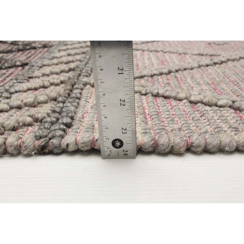 ECARPETGALLERY Braid weave Sienna Grey Wool Rug - 6'2 x 8'11