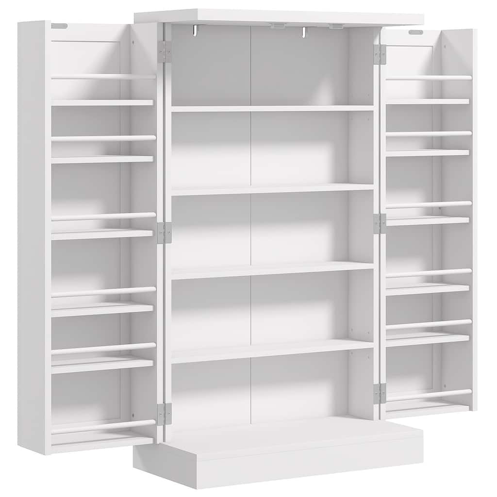 5-Tier White Pantry Cabinet with Adjustable Shelves and Magnetic Doors and Kitchen Storage - 23.6" W x 11.8" D x 40.9" H