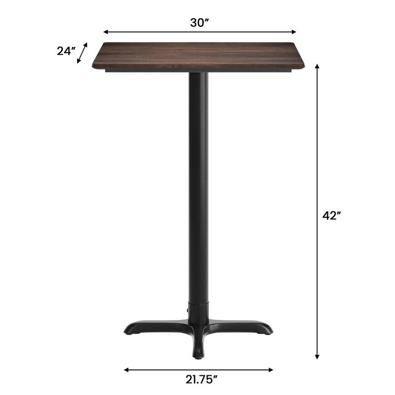 Commercial HPL Tabletop with Bar Height Crisscross Base - 29.75"W x 23.75"D x 42"H