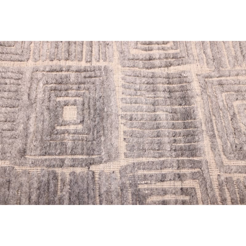 ECARPETGALLERY Hand Loomed Elysian Grey Wool Rug - 8'0 x 9'8