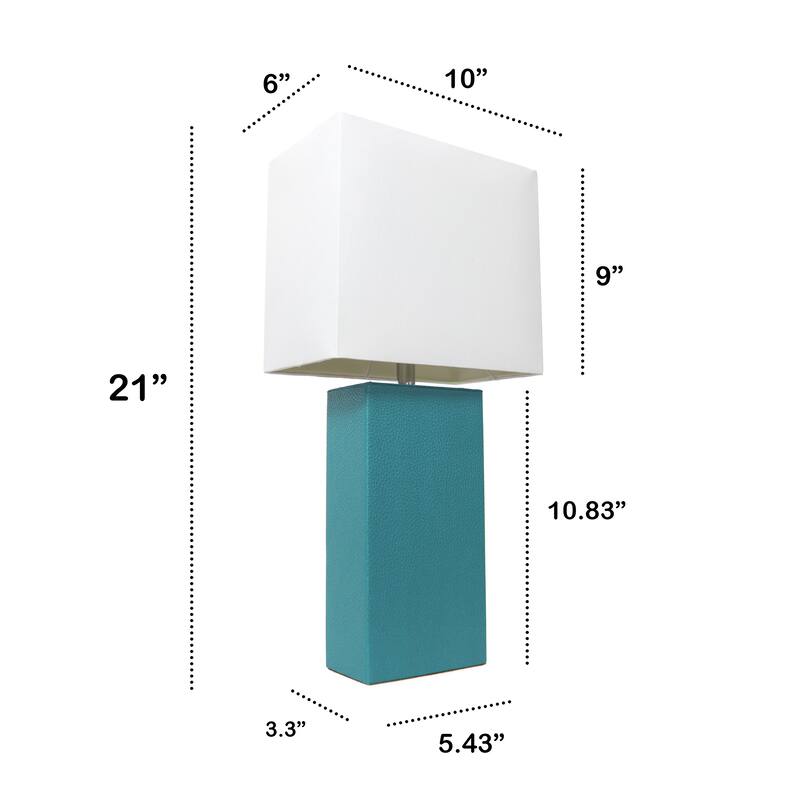 Elegant Designs 21" Modern Leather Wrapped Table Lamp, With LED Bulb