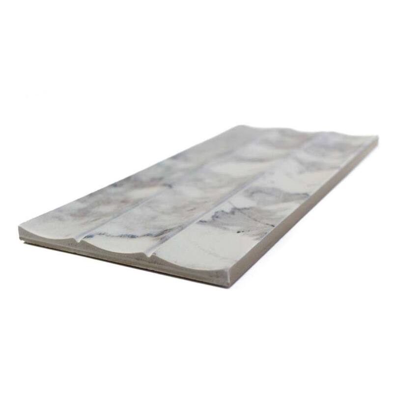 Lyrical 4.5x9 Matte Marble Look Porcelain Fluted Ribbed Tile - Wall, Backplash