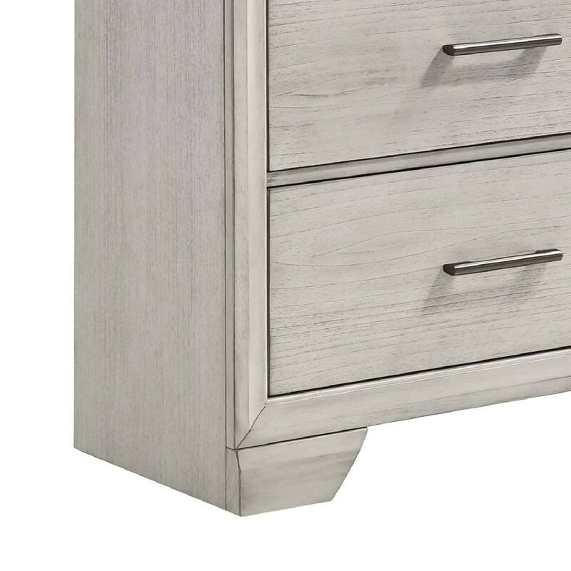 Jeni 2pc Wide Dresser and Mirror Set, 7 Drawers, Rustic White Mist