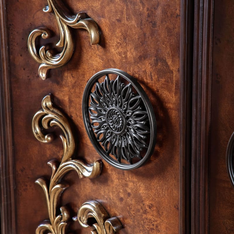 Furniture of America Cresswell Traditional 3-Piece Dark Cherry and Oak Wood Dresser and 2-Nightstand Bedroom Set