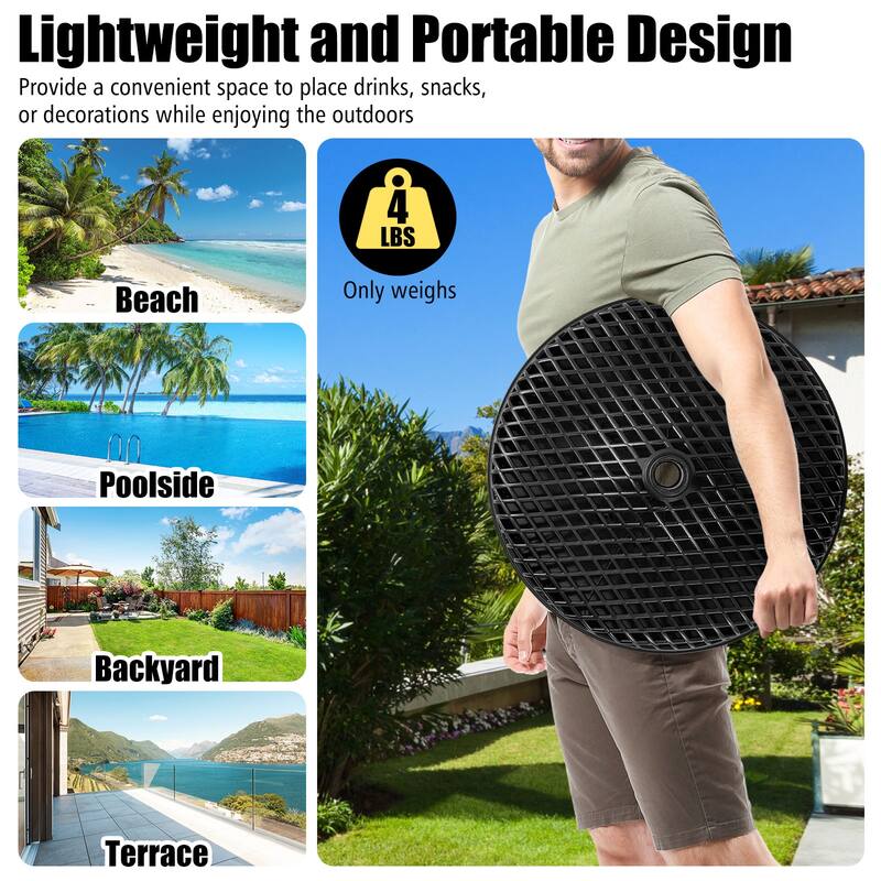 Gymax Outdoor Umbrella Table Tray Fit 1.5''/1.34''/1.26'' Umbrella