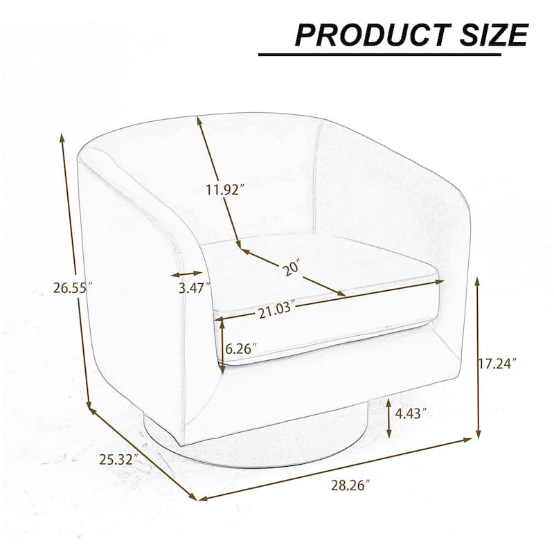 UIXE Set of 2 Swivel Barrel Accent Chair Velvet Armchair For Living Room