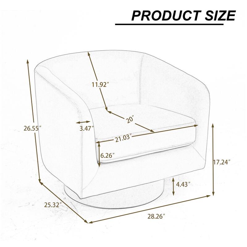 Velvet Low-Back Barrel Chair 360° Swivel Accent Armchair