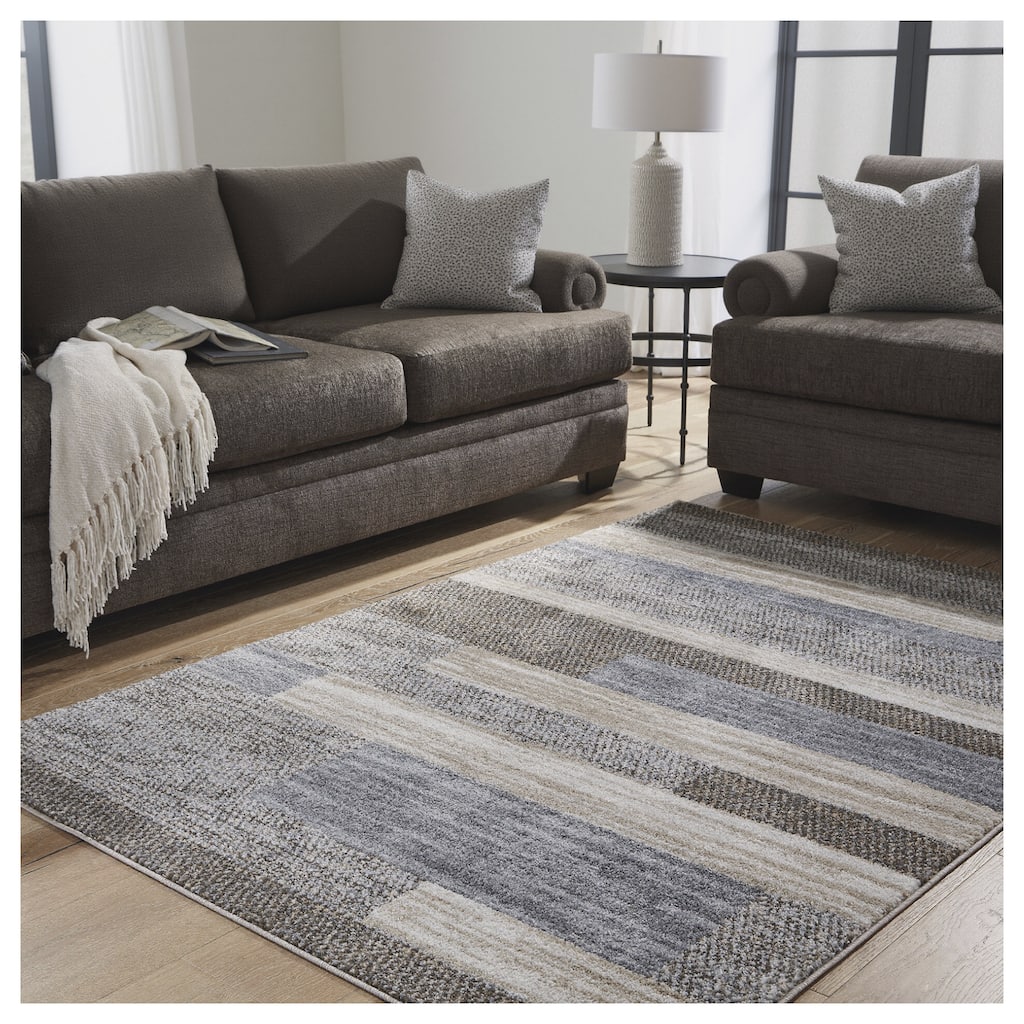 Signature Design by Ashley Sethburn Cream/Brown/Gray Large Rug - 94" W x 119.75" D x 0.5" H