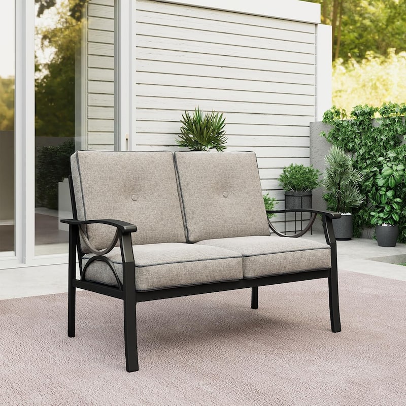 All-Weather Outdoor 2 Seats Sofa Couch - Black