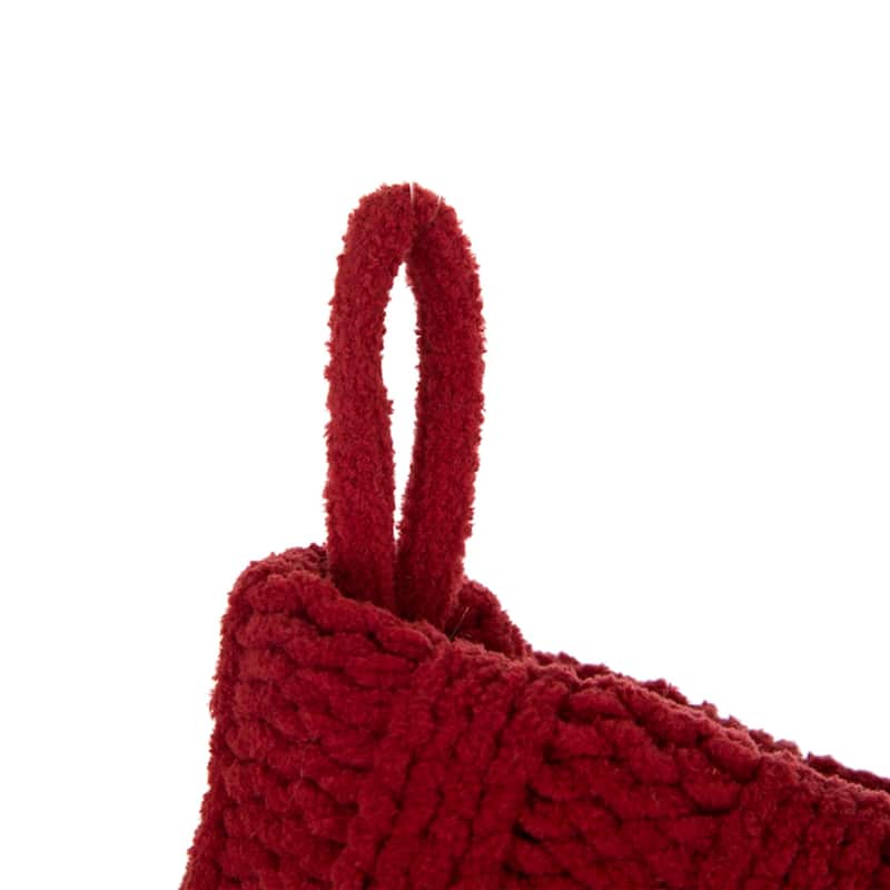 Glitzhome 24"L Knitted Christmas Stocking With Pom Pom Ball