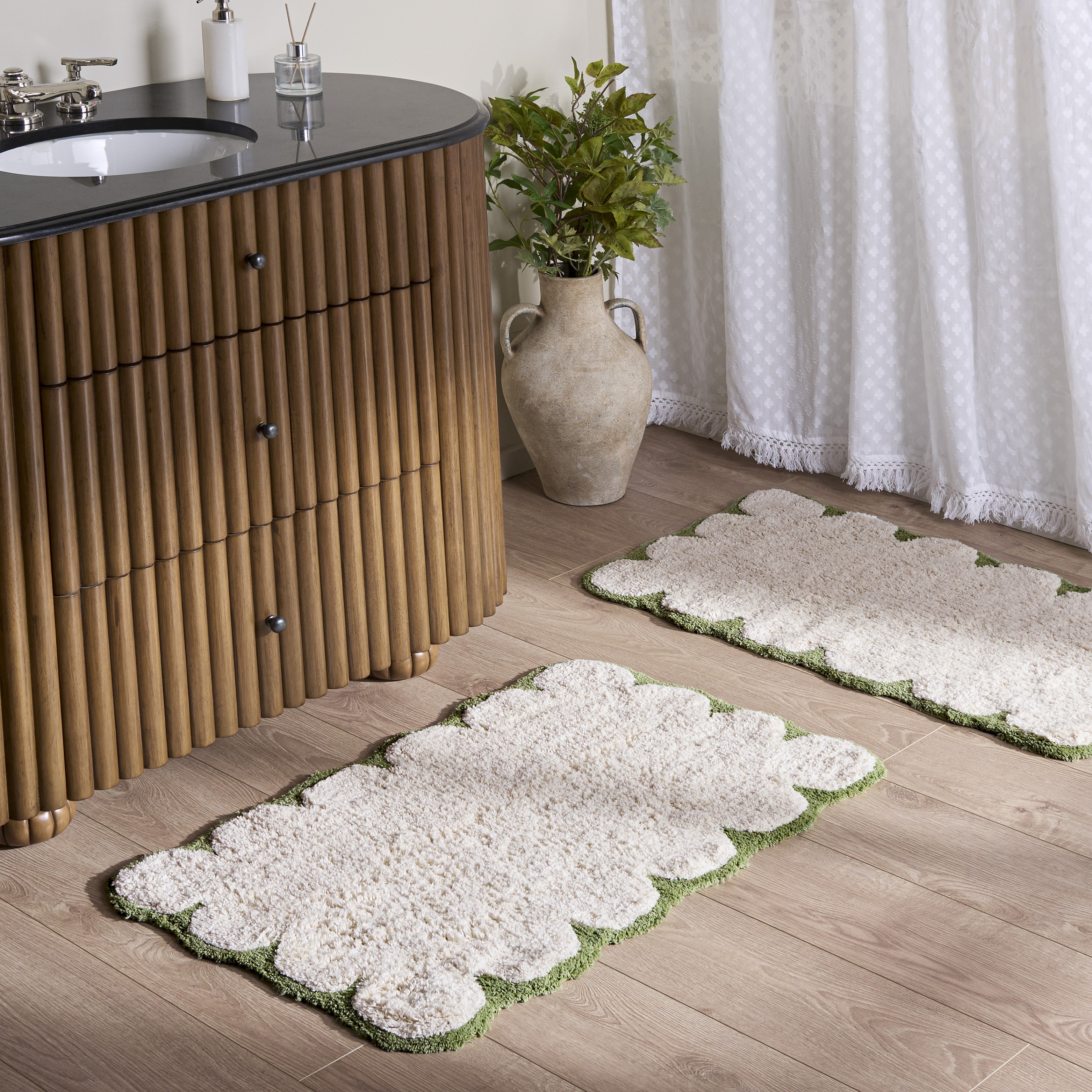 SAFAVIEH Plush Master Bath Tully Cotton Non-Slip Bath Mat (Set of 2)