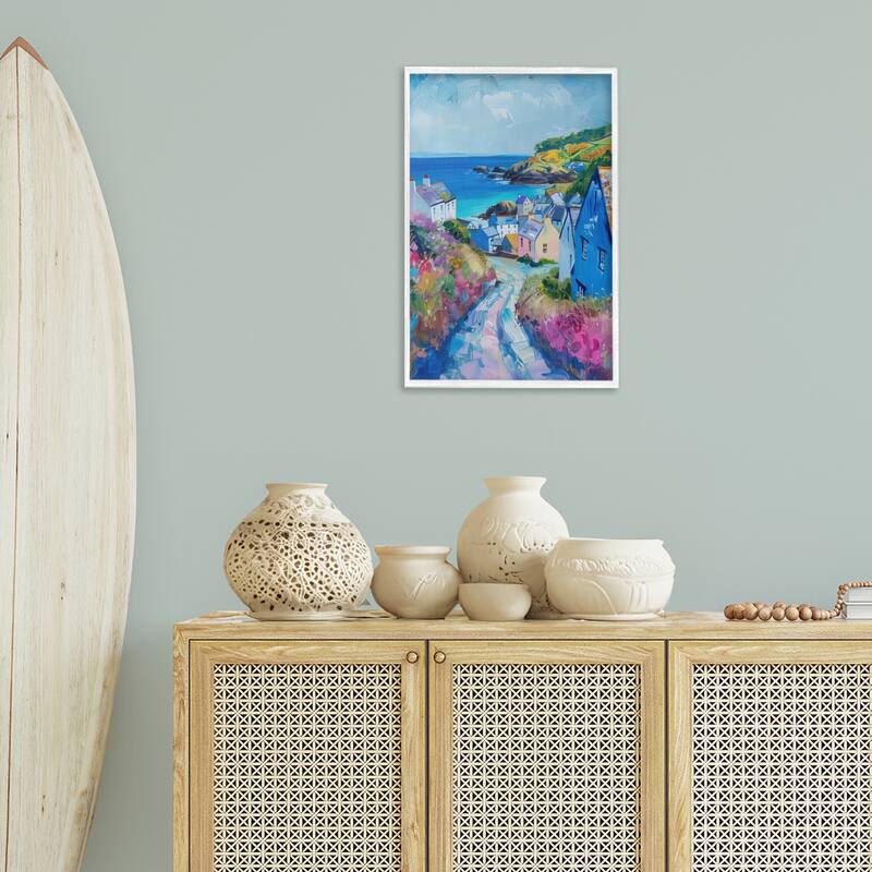 Stupell Seaside Town Overlook Framed Giclee Art Design By LSR Design Studio