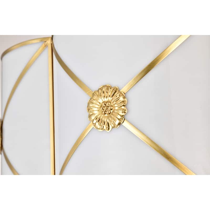 Strancta Scalloped Round White Gold Trim Tiffany Glass Lighted Ceiling Fandelier with Remote