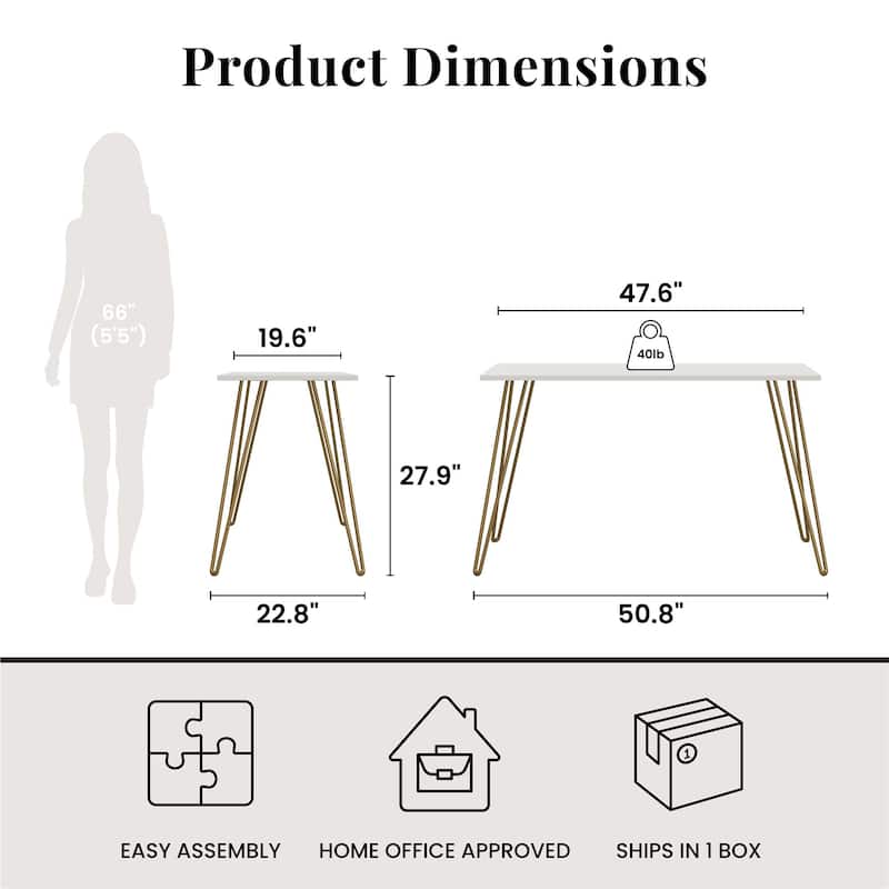 Roomfitters Owen Minimalist Writing Desk with Hairpin Legs