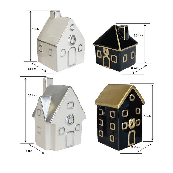 BECKI OWENS CERAMIC CHRISTMAS VILLAGE - Set of 4 Christmas Village Houses