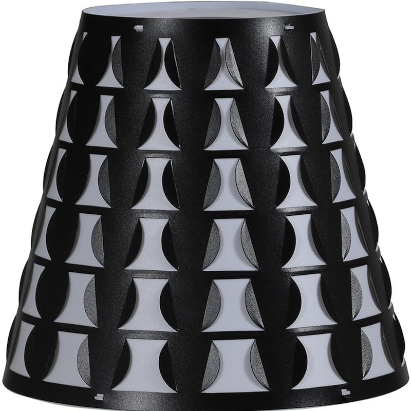 HomeRoots 16" Black Bedside Table Lamp With Black And White Polka Dots Empire Shade - Small