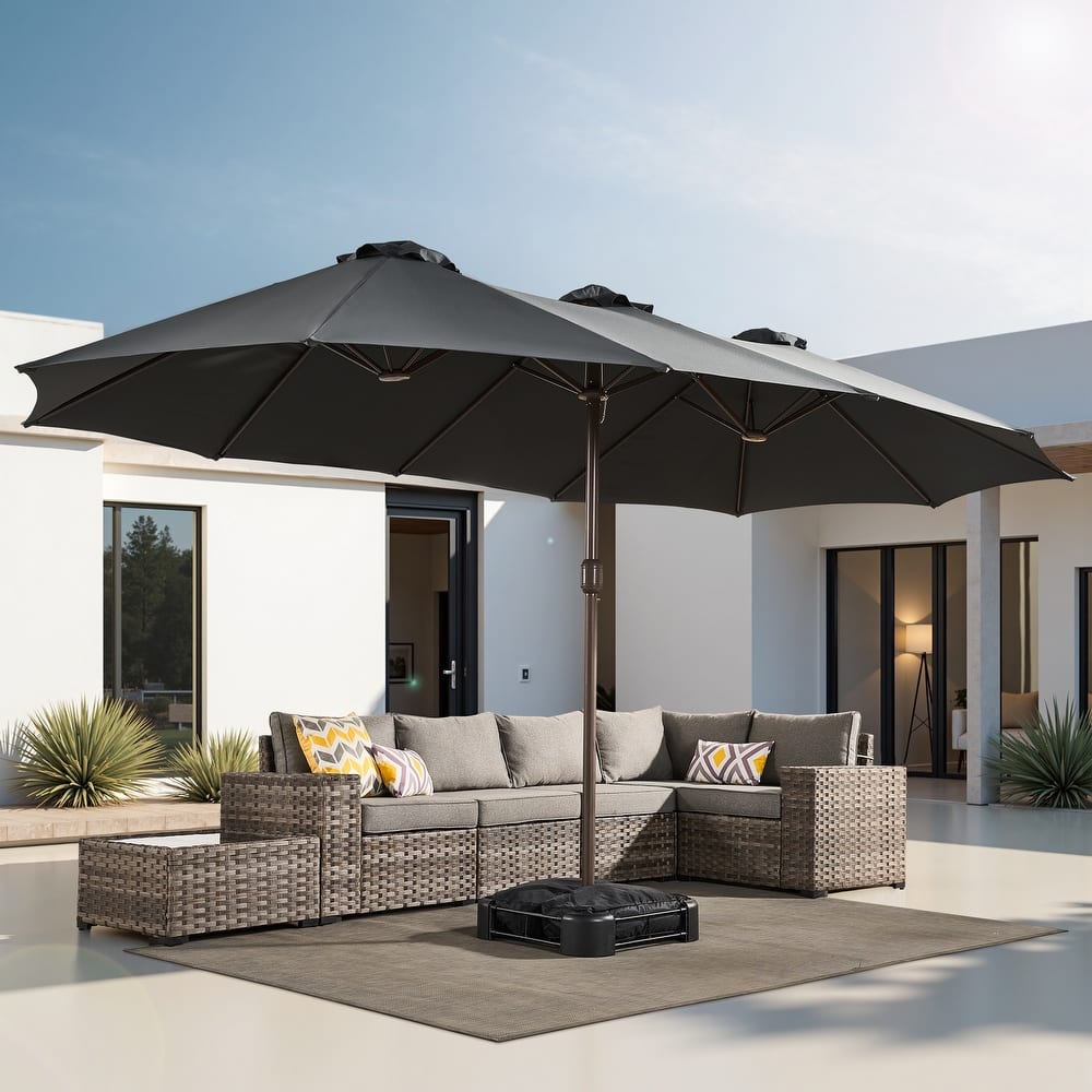 HOOOWOOO Outdoor Patio Umbrella with Crank Handle