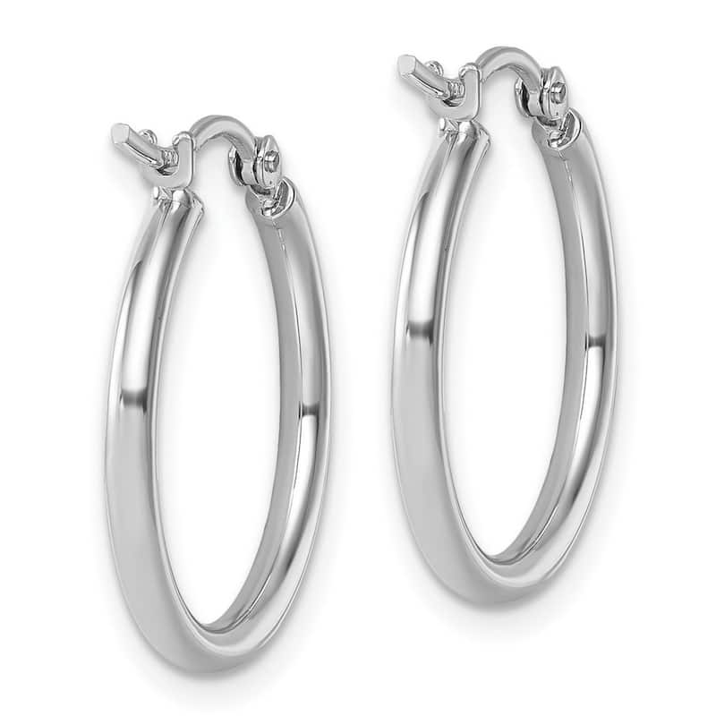 Curata 14k White Gold Polished 2x20mm Classic Hoop Earrings