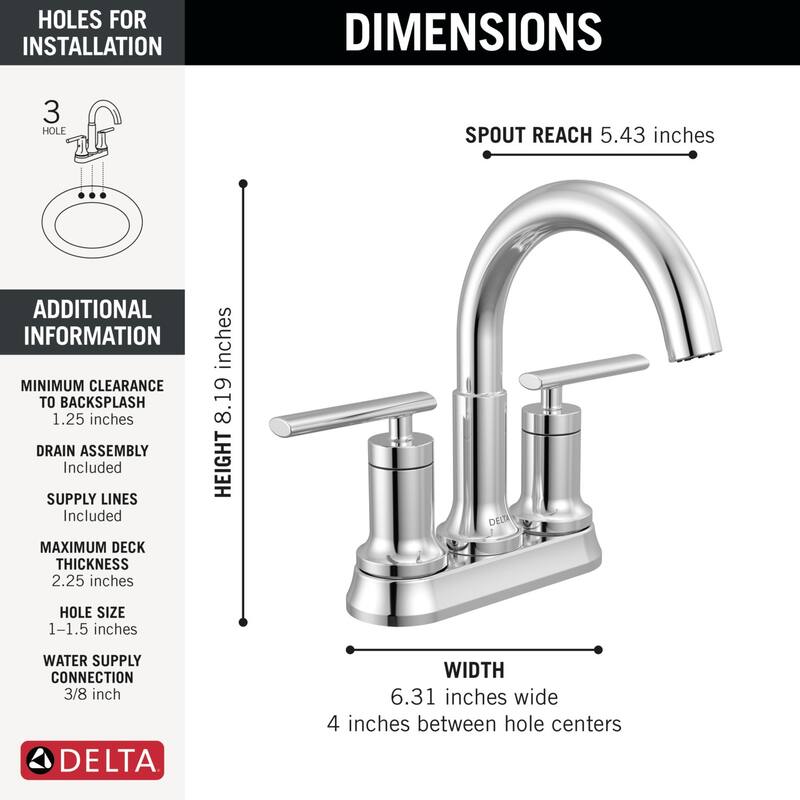 Delta 25442-MPU-DST Altado 1.2 GPM Centerset Bathroom Faucet with Push
