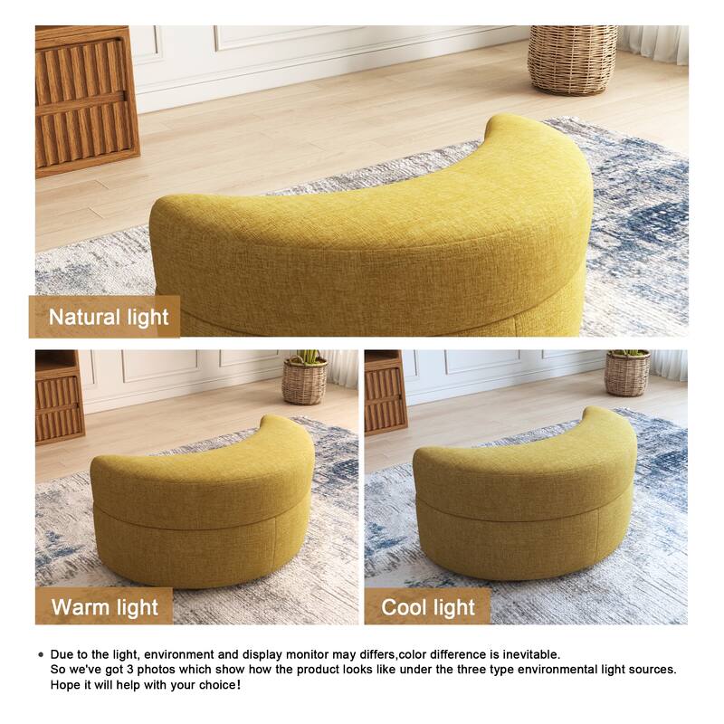 Moon Crescent Storage Upholstered Ottoman