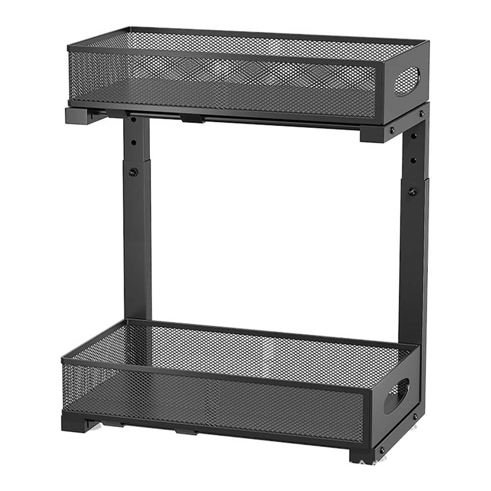 Under Sink Organizer, 2 Tier Kitchen Cabinet Organizer With Pull Out Drawer, Under Sink Storage for Bathroom Kitchen