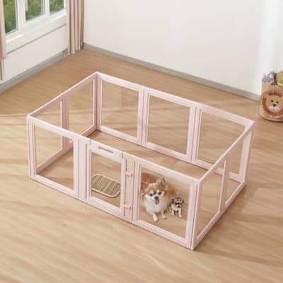 Modular Dog Playpen with Transparent Panels, Easy to Clean