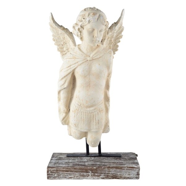 28.5" White and Brown Classic Garden Angel Bust Statue - N/A