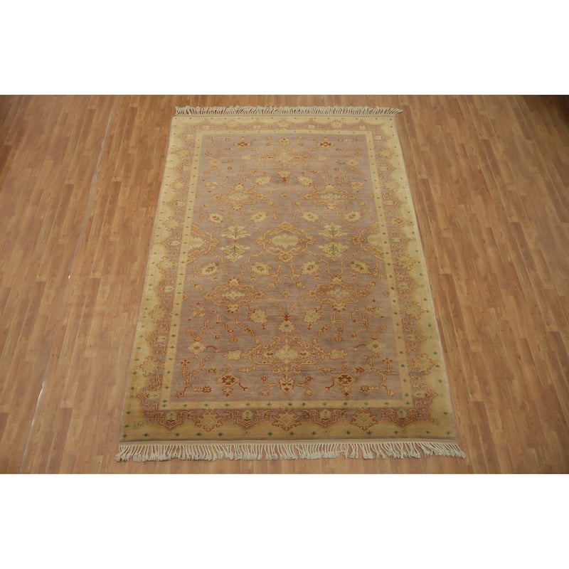 Hand Knotted Oriental 100% Wool Carpet Transitional Tribal Purples Oushak Area Rug - 10' 0'' X 7' 0''