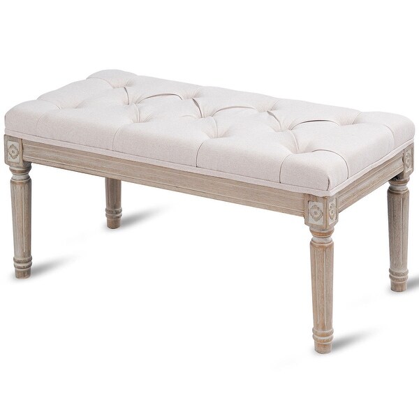 Shop Gymax Double Duet Piano Bench Keyboard Fabric Seat Tufted