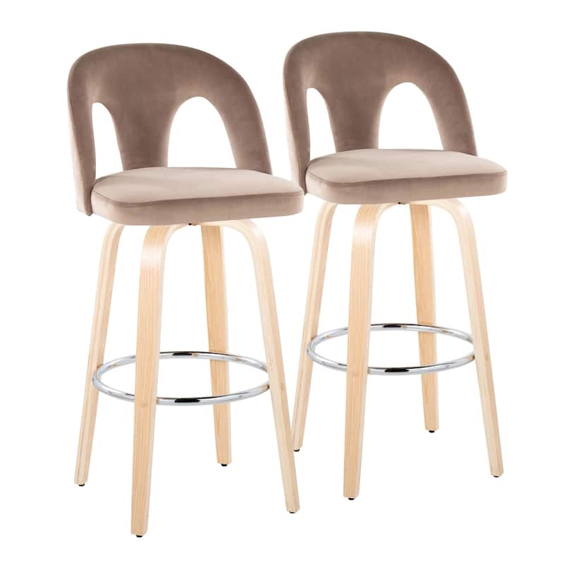Ava Upholstered 30" Fixed-Height Counter Stool - Set of 2 - Taupe