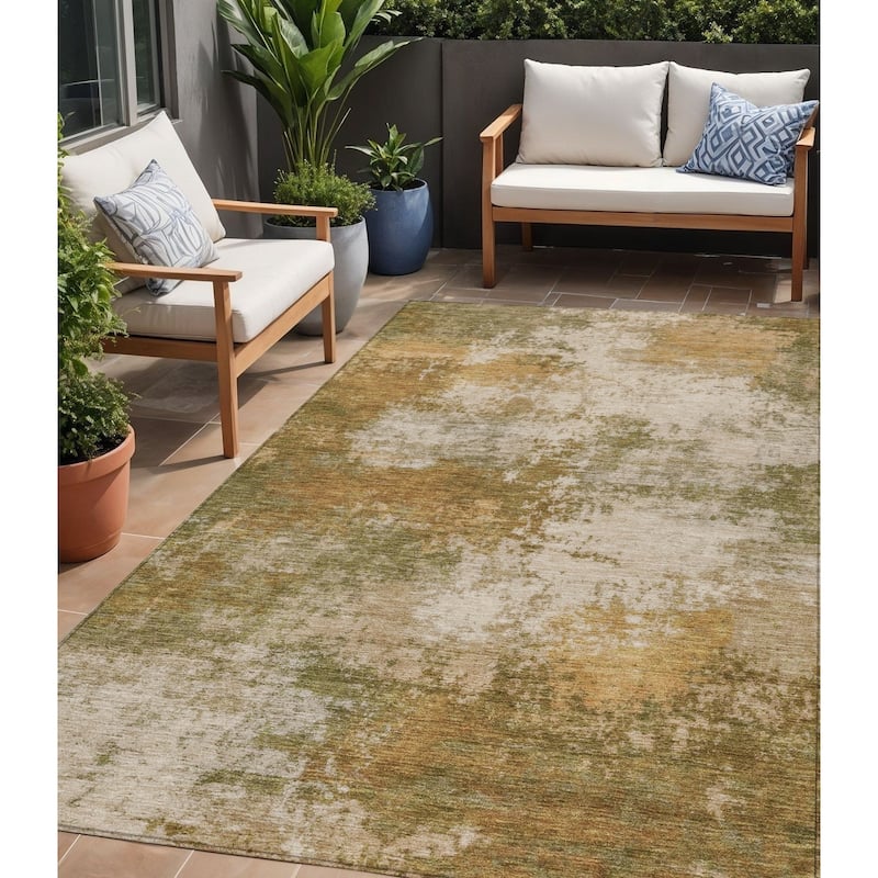 HomeRoots Abstract Transitional Rectangle Outdoor Rug - 5' X 8'